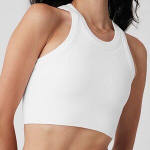 Alo Seamless Delight High Neck Bra & Crop Top - Small White